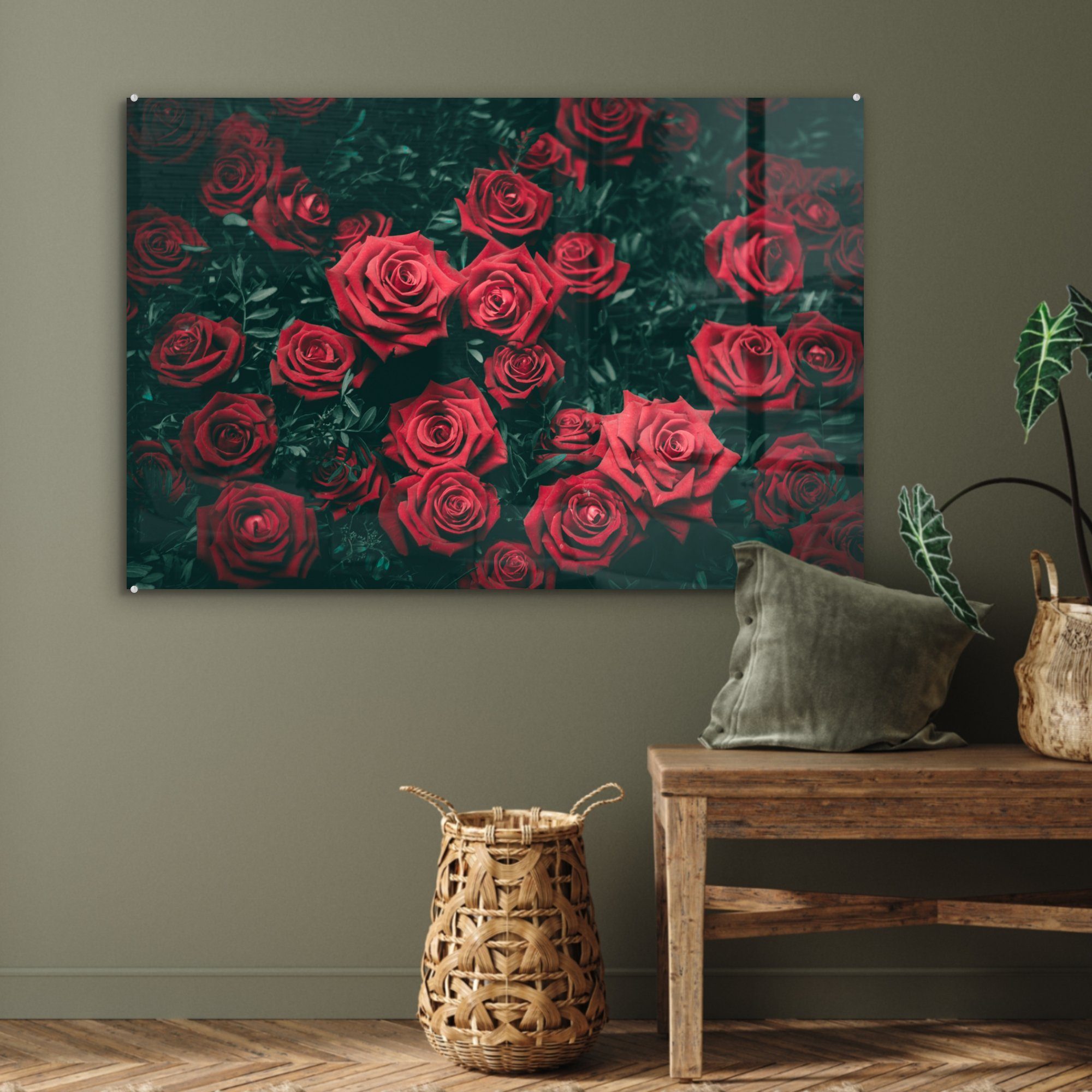 (1 - Wohnzimmer Schlafzimmer Acrylglasbilder Rosen MuchoWow Blumen & - St), Acrylglasbild Rot,