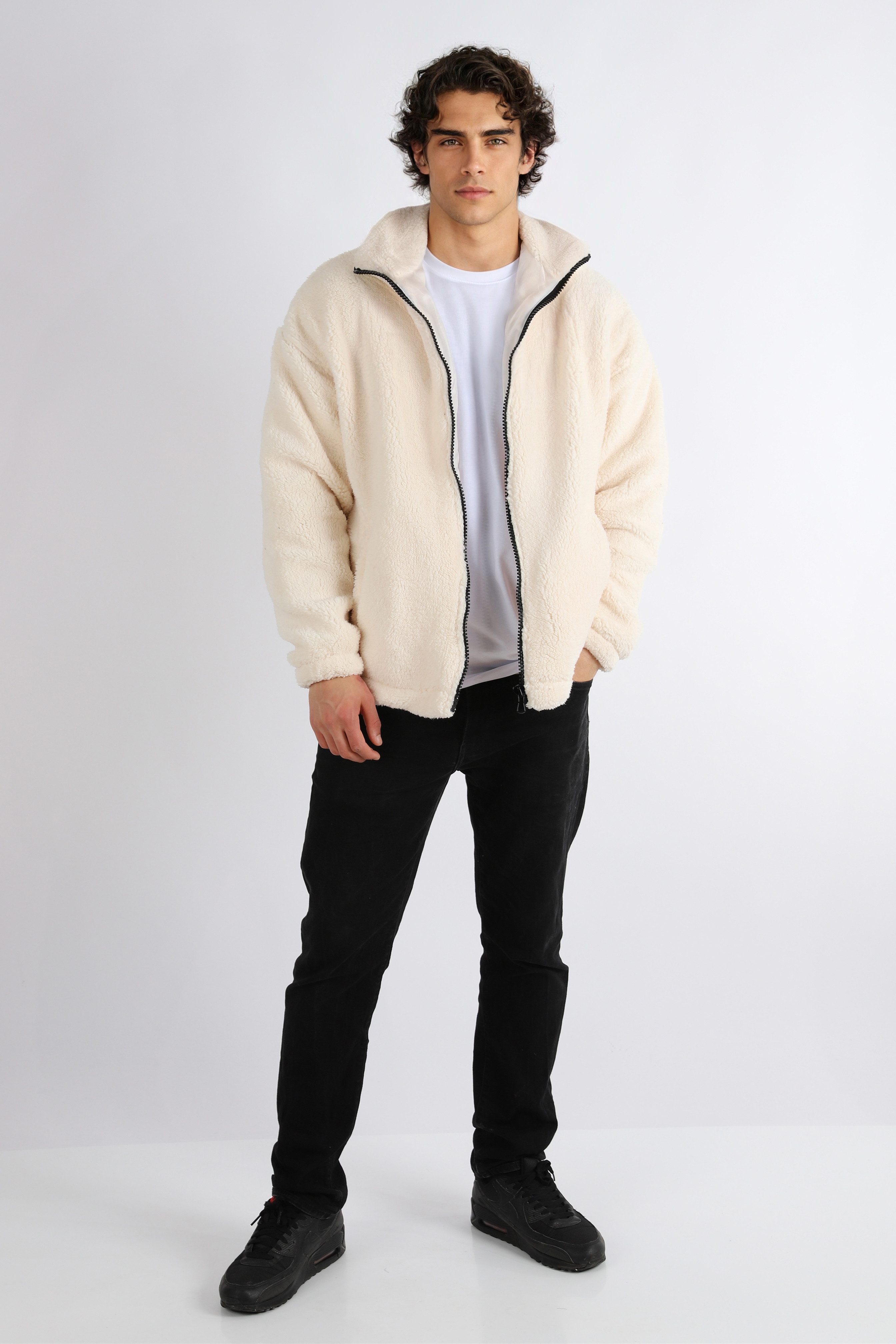 Megaman Jeans Hoodie Herren Plüsch-Sweatshirt Sweatshirt Pullover mit Zipper