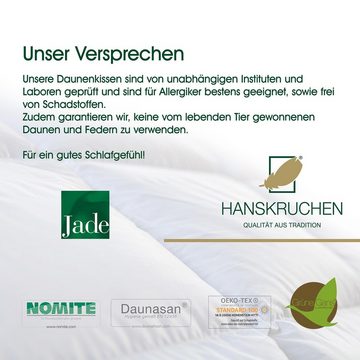 Daunenkissen Jade, HANSKRUCHEN, Füllung: 85% Federn, 15% Daunen, Bezug: 100% Baumwolle, Mittel 40x80 cm, hergestellt in Deutschland, allergikerfreundlich