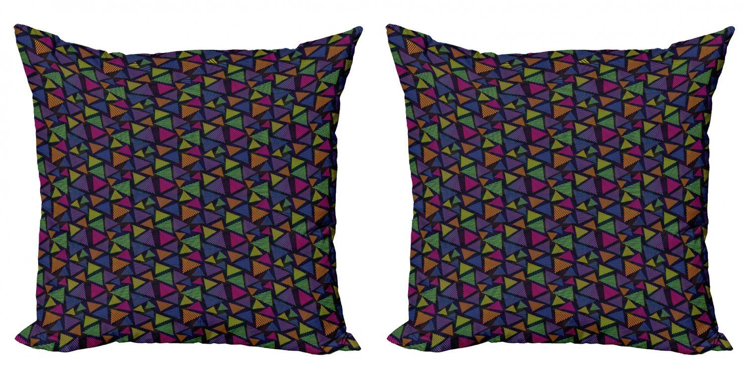 Modern Dreieck-Formen Stück), Digitaldruck, Accent Bunt Kissenbezüge Abakuhaus (2 Gestreifte Doppelseitiger
