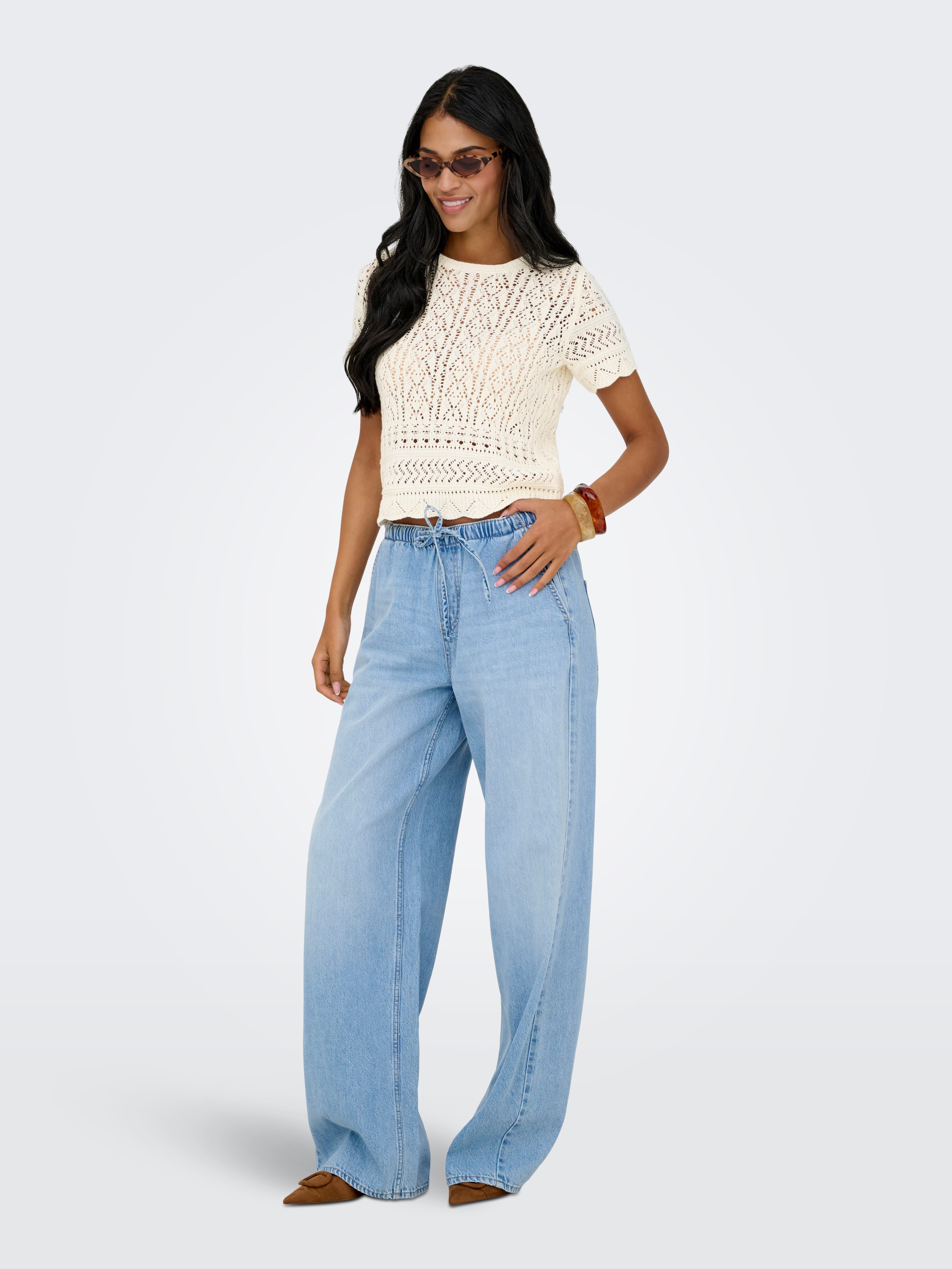 ONLY Kurzarmpullover ONLELKE LIFE SS STRUCTUR O-NECK KNT NOOS