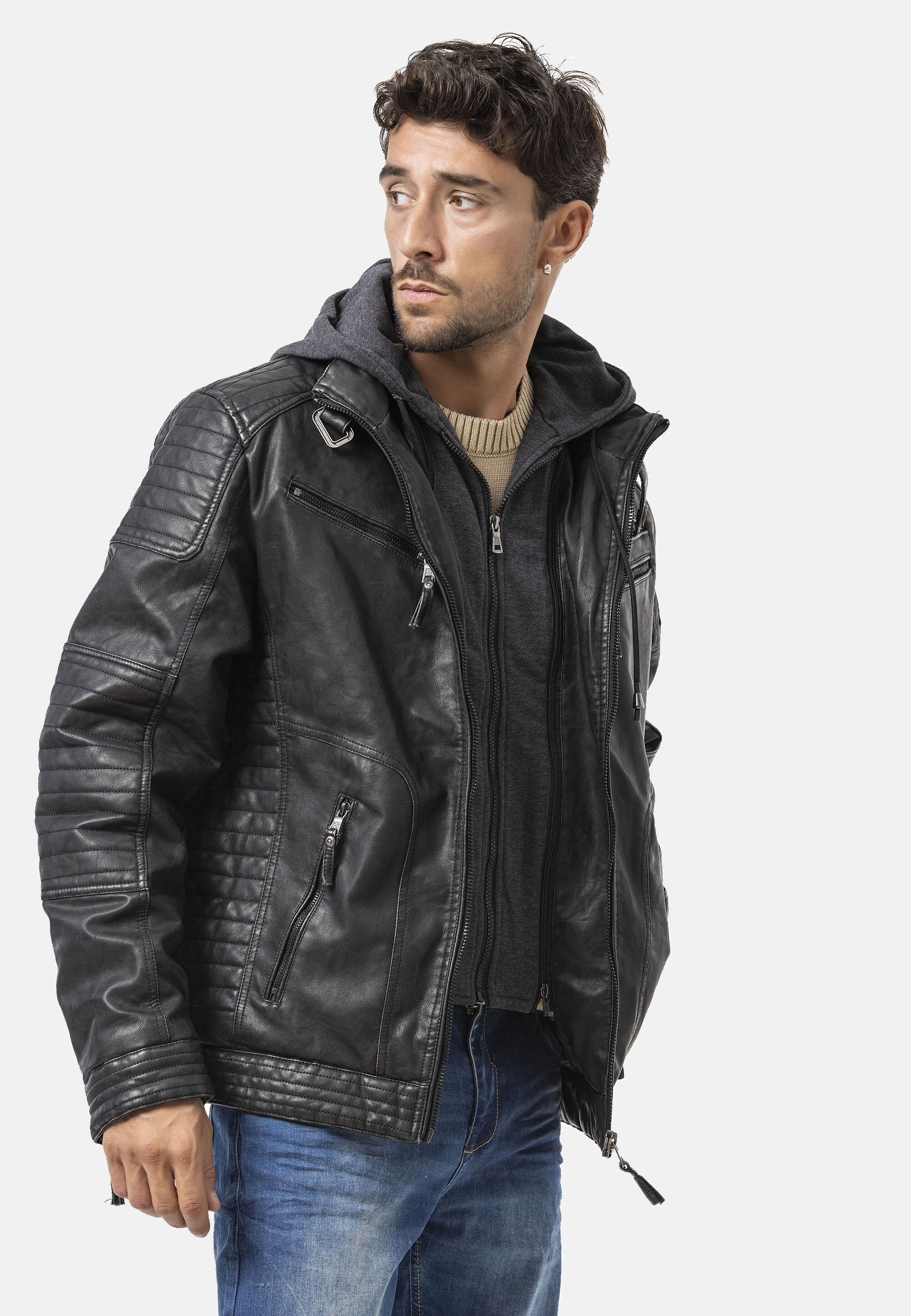 Cipo & Baxx Winterjacke CM231 mit abnehmbarer Kapuze