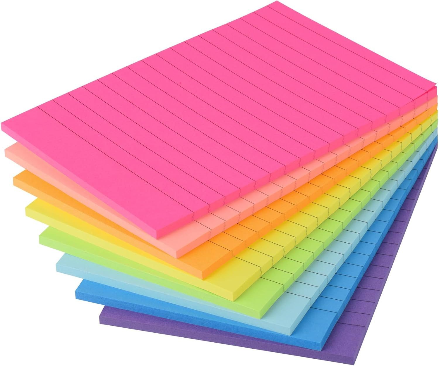 FELIXLEO Haftnotizblock Haftnotizen 8 Blöcke 40 Blatt 100x150 mm Neonfarben bunt.