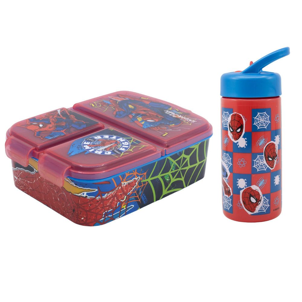 Lunchbox Marvel Spiderman 2 teiliges Kinder Set Brotdose Trinkflasche 410 ml