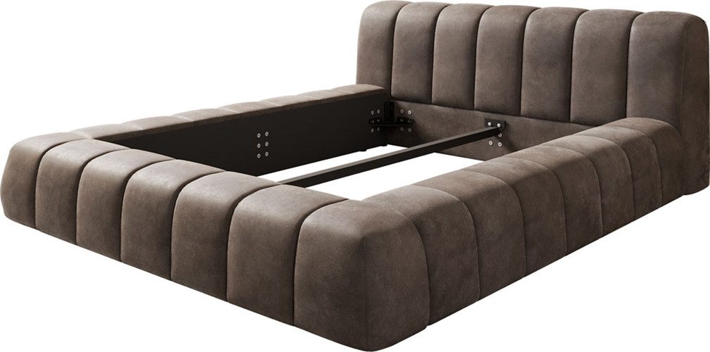 DELIFE Polsterbett Cutio, Mikrofaser Taupe Vintage 140x200 cm