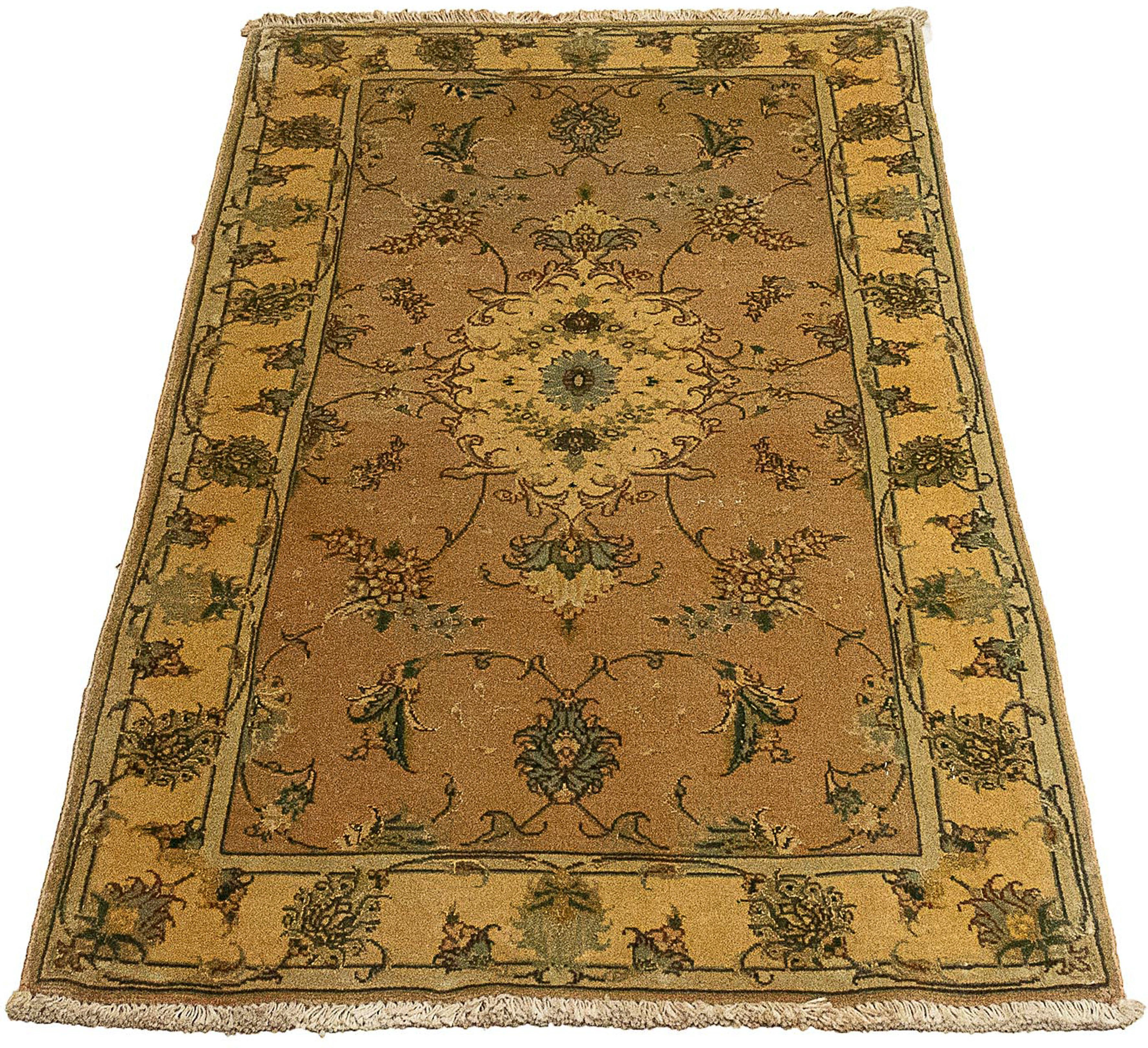 Orientteppich Perser - Täbriz - Royal - 122 x 66 cm - hellbraun, morgenland, rechteckig, Höhe: 7 mm, Wohnzimmer, Handgeknüpft, Einzelstück mit Zertifikat