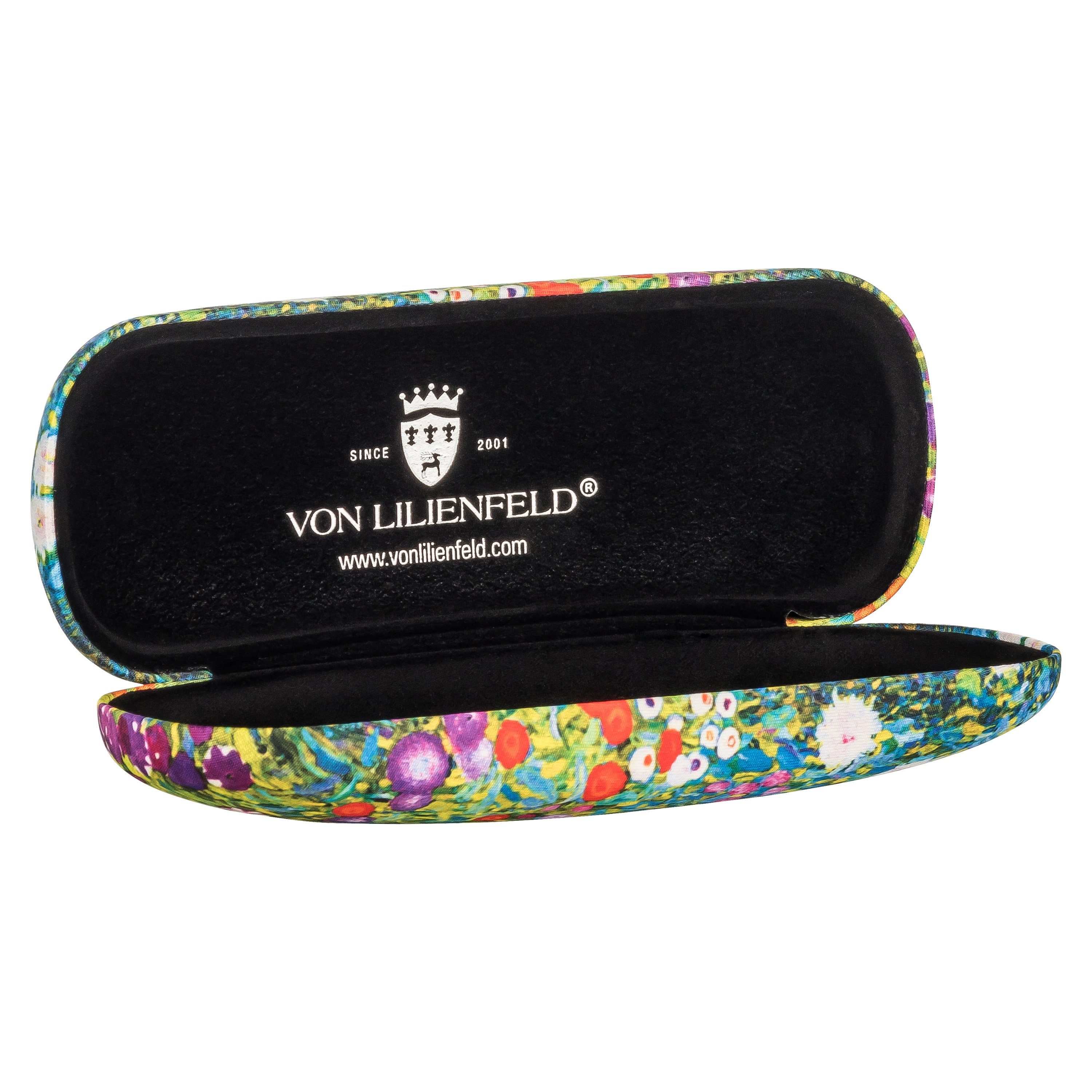 von Lilienfeld Brillenetui Gustav Klimt Bauerngarten Kunst Brillenbox Brillenputztuch, stabiles mit Mikrofaser bezogenes Hardcase