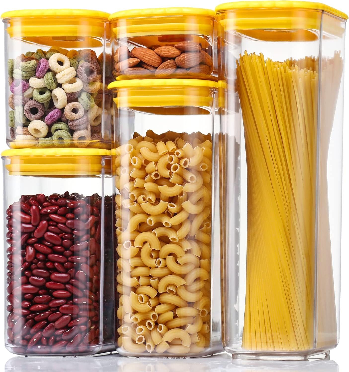 Elegear Frischhaltedose Müsli-Aufbewahrungsbehälter-Set, luftdichte Frischhaltedosen, 5-teilig, (Spar-Set, ineinander stapelbar, 5er-Set), BPA-freier, lebensmittelechter Kunststoff für Vorratskammer und Küchen