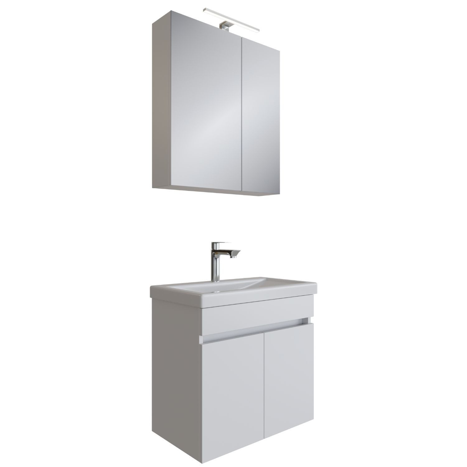 Planetmöbel Badmöbel-Set Badmöbel-Set mit Spiegelschrank 64cm (Weiß), (Komp günstig online kaufen