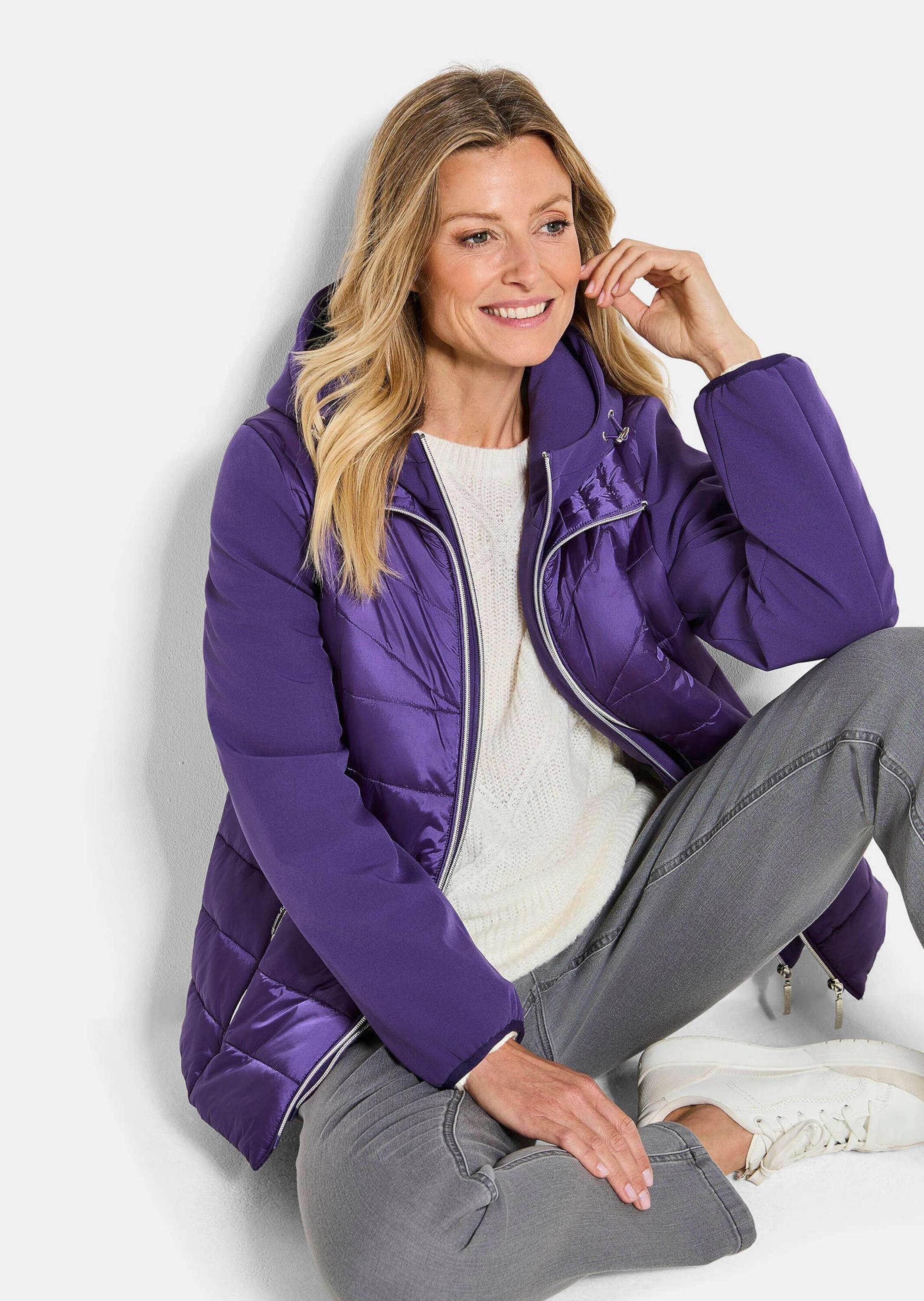 GOLDNER Outdoorjacke Sportive Steppjacke mit Kapuze Winterjacke mit Stehkragen, Reißverschlüssen, Taschen und Langarm