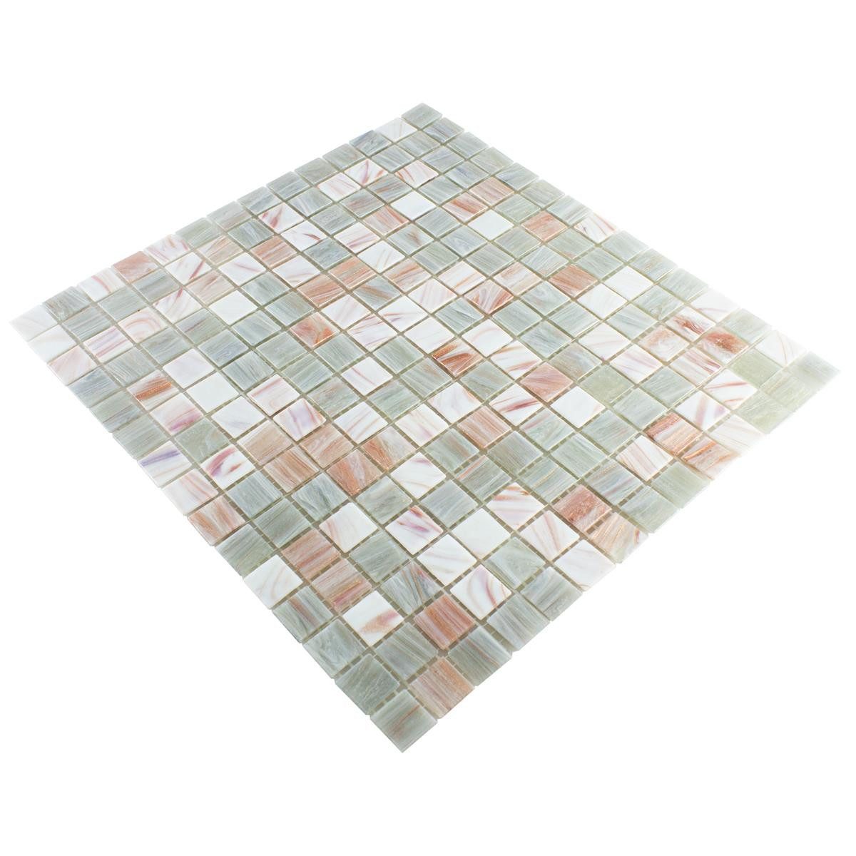 Mosafil Mosaikfliesen Glasmosaik Fliesen Goldensilk Hellbeige, Glas 32.700x30.500, gold-beige-hellbeige, Verlegefertig auf ein Netz geklebt - Frostsicher - Wasserfest