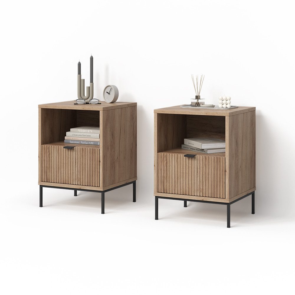 Livinity® Nachtschrank Aterno, Viking Oak, 2er Set (2-St)