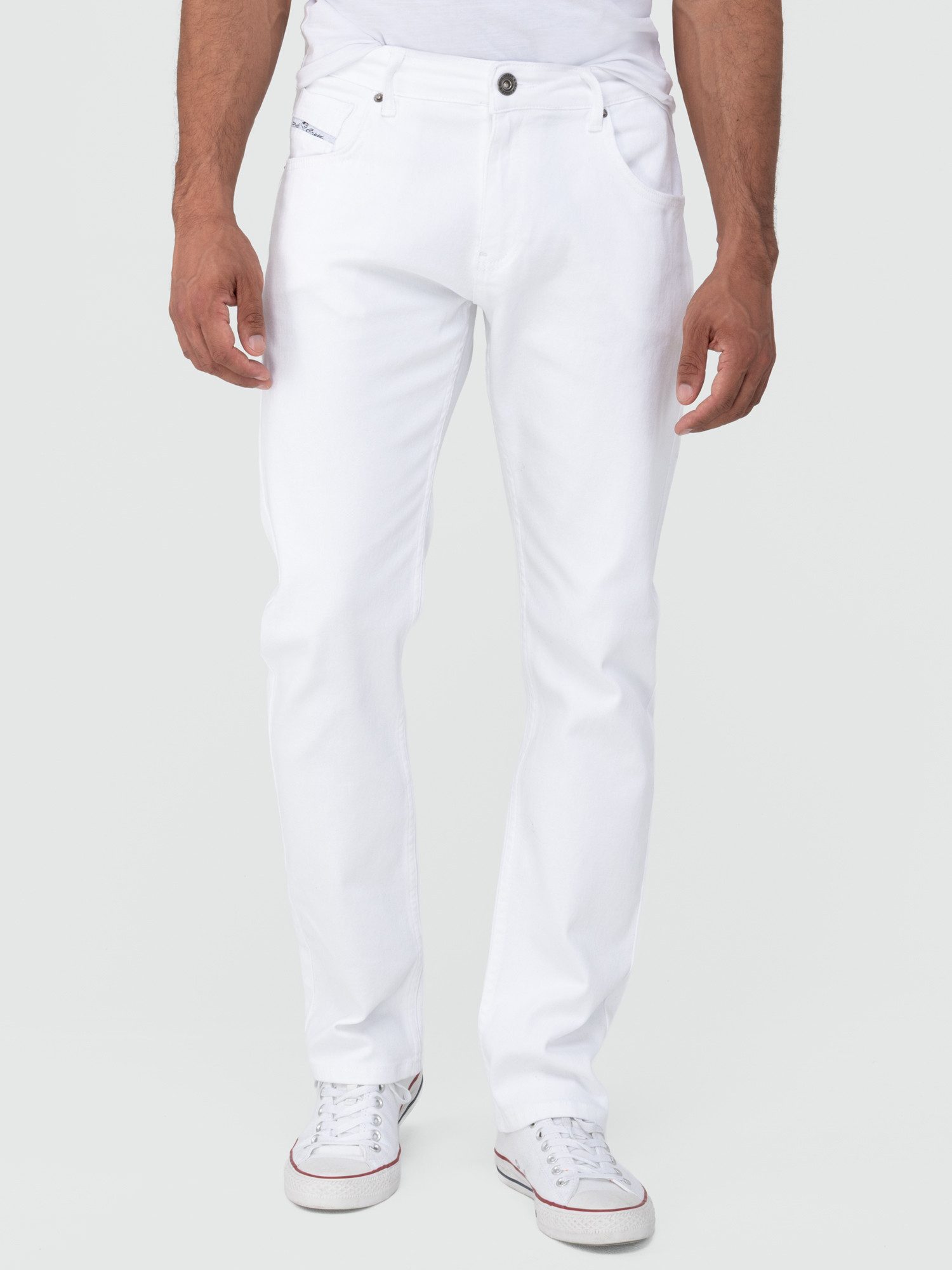 Rock Creek Straight-Jeans Rock Creek Herren Jeans RC-2442 Regular Fit Weiß Stretch 5-Pocket-Style