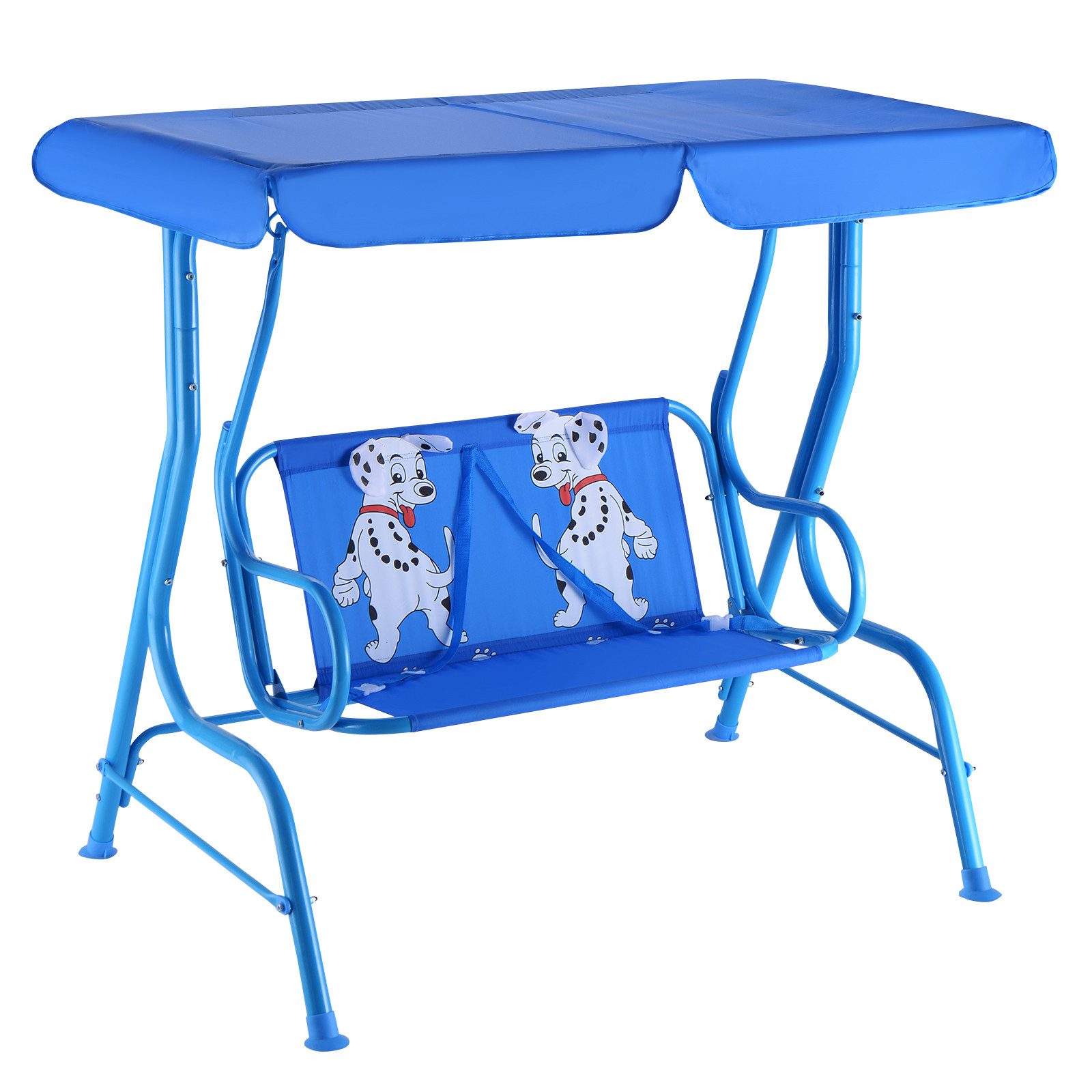 COSTWAY Doppelschaukel Kinderschaukel, mit Sonnendach, 2-Sitzer, Blau