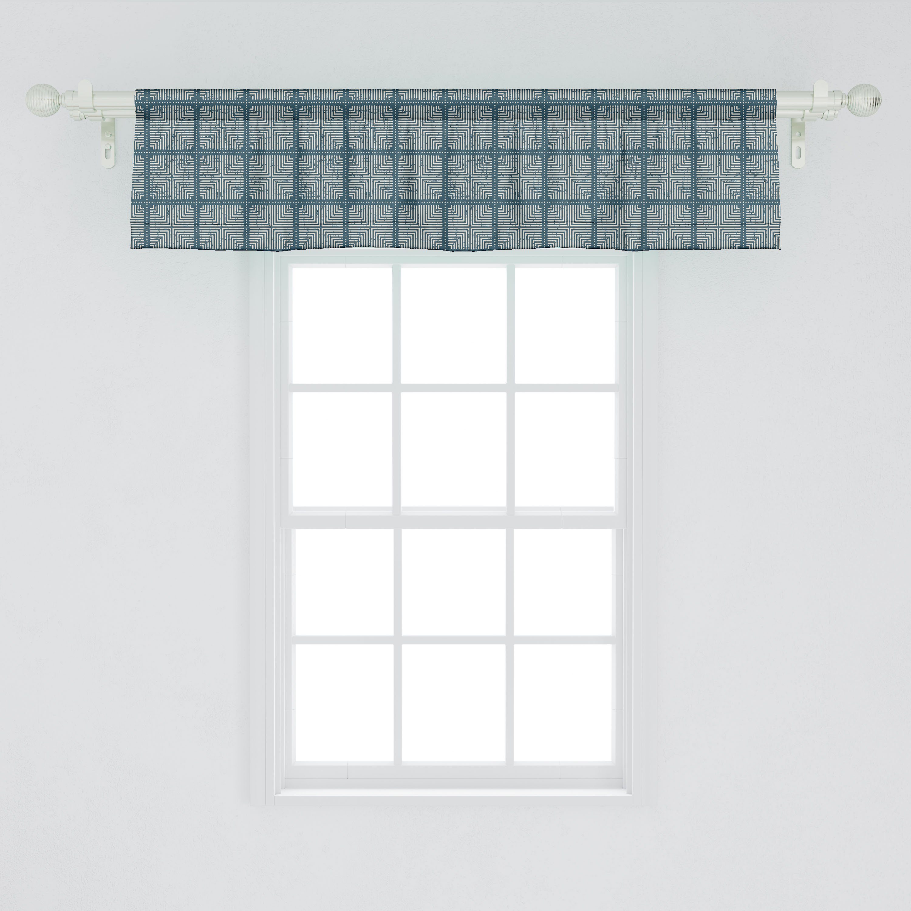 Küche Scheibengardine für Microfaser, mit Volant Schmutz-Art-Quadrat-Kunst Dekor Schlafzimmer Abakuhaus, Vorhang Abstrakt Stangentasche,