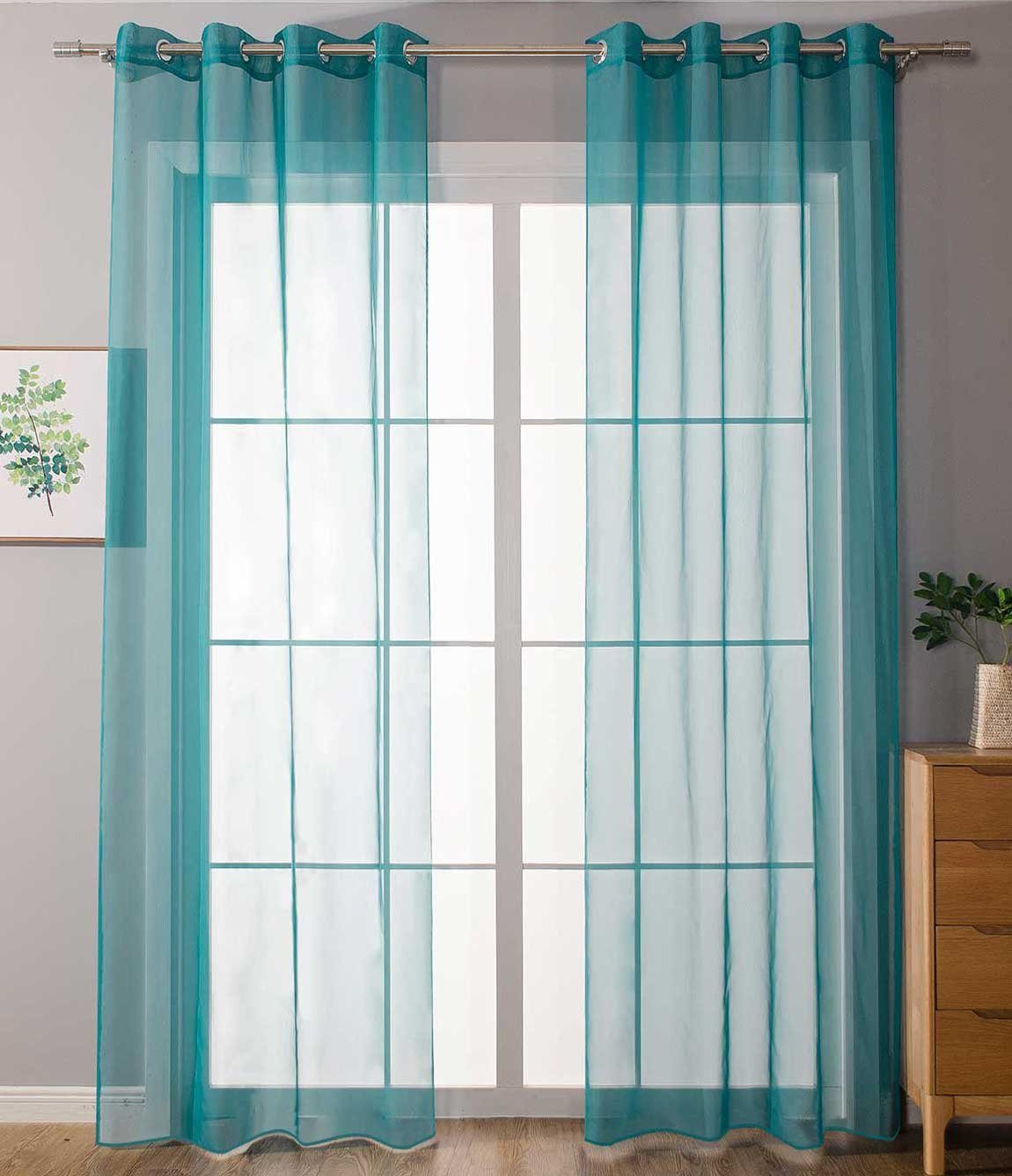 Gardinenbox Gardine (2 St), Ösen, transparent, Voile, Ösenvorhänge Voile »Uni« Bleibandabschluß 20332-cn2