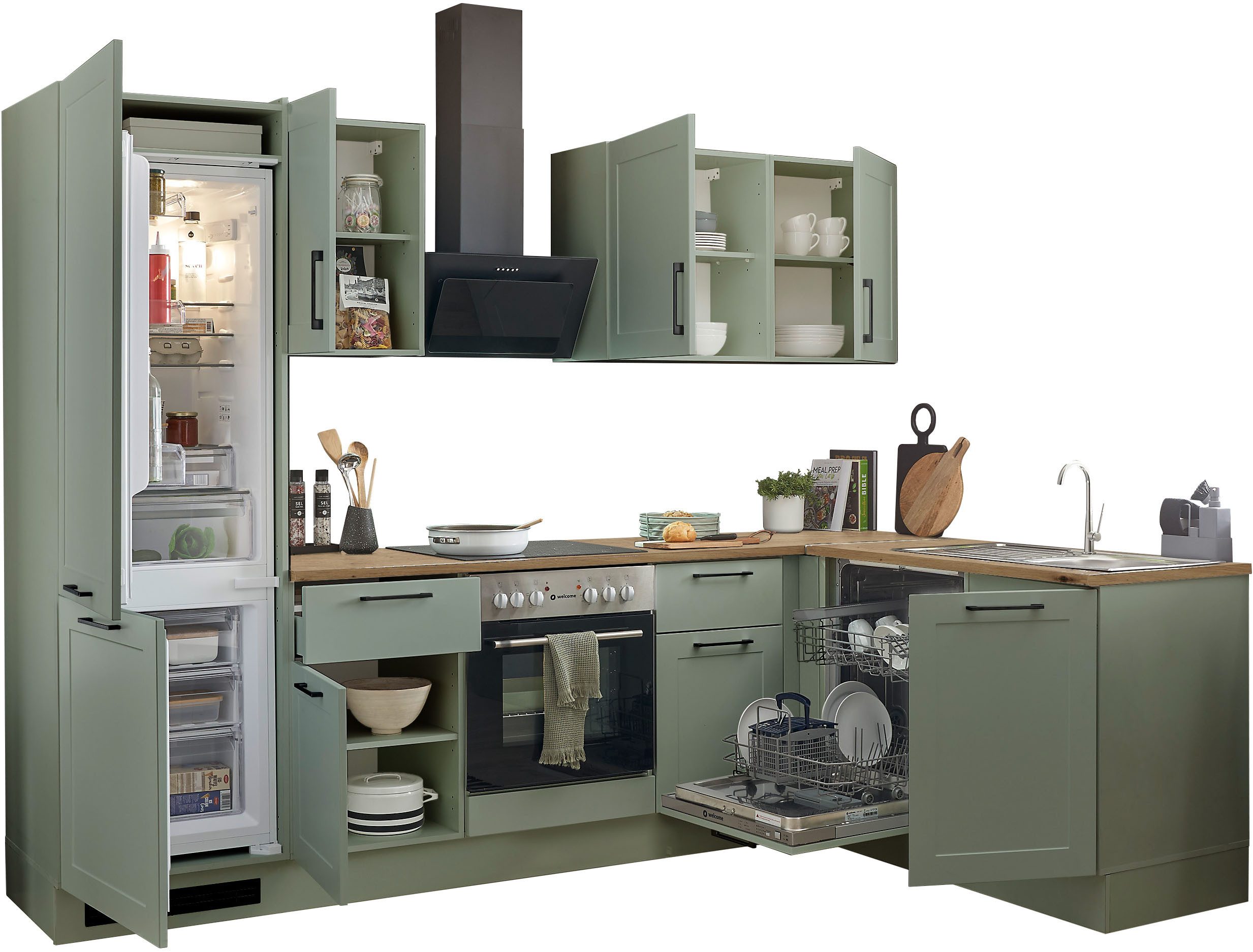 BASIC by Balculina Winkelküche Marsi, Stellmaße 280x175 cm, wahlweise mit E-Geräten, mit Soft-Close-Funktion