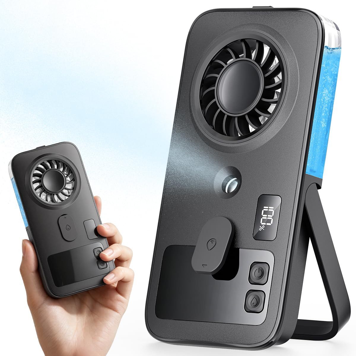 nsihing Handventilator Mini-Handvernebler-Ventilator, mit kalter Luft,wiederaufladbare, 4 Geschwindigkeiten,mit LED-Display,leiser Taschenventilator