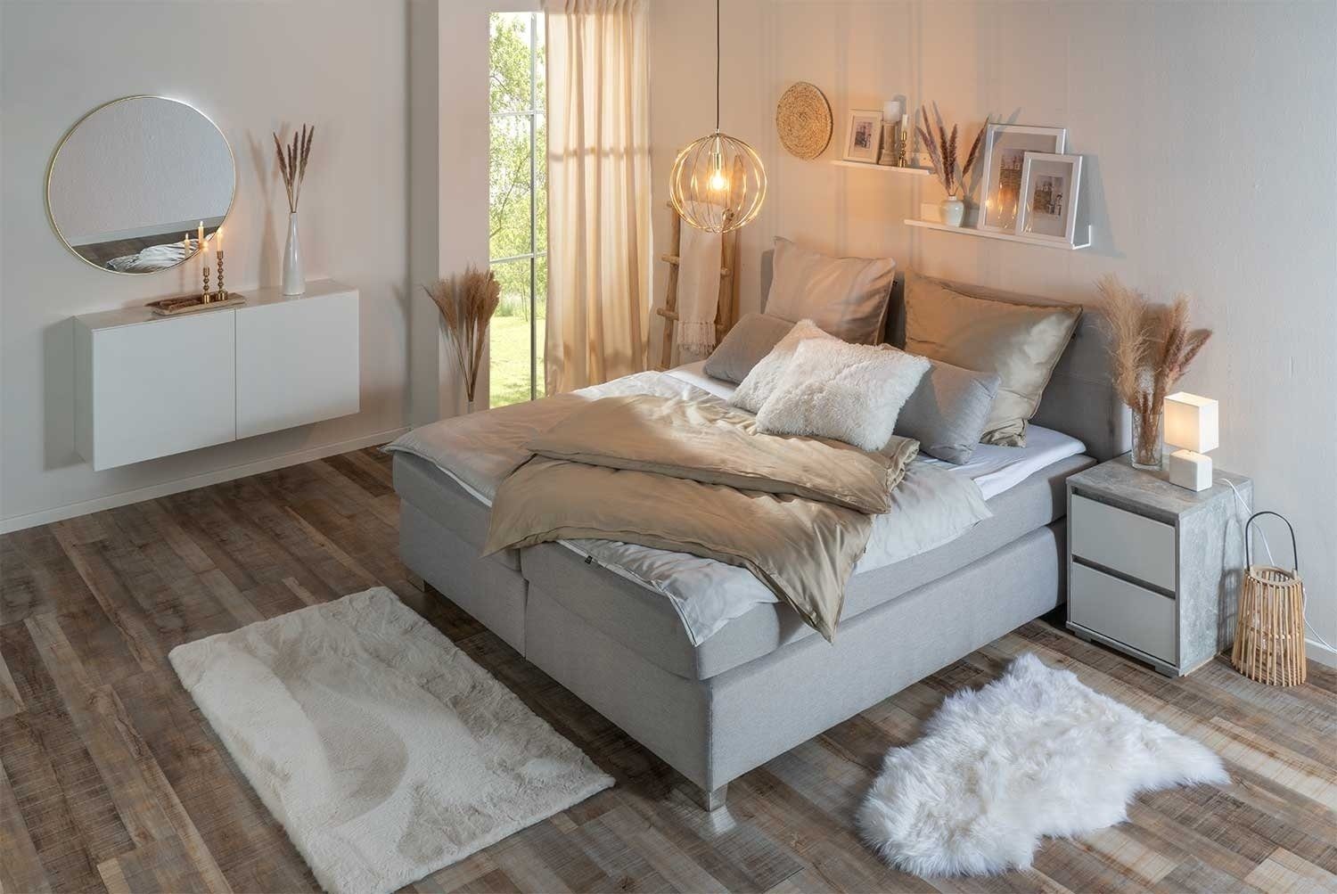 casa NOVA Tischleuchte Nachttischlampe BARNI, 1-flammig, H 29 cm, Creme, oh günstig online kaufen