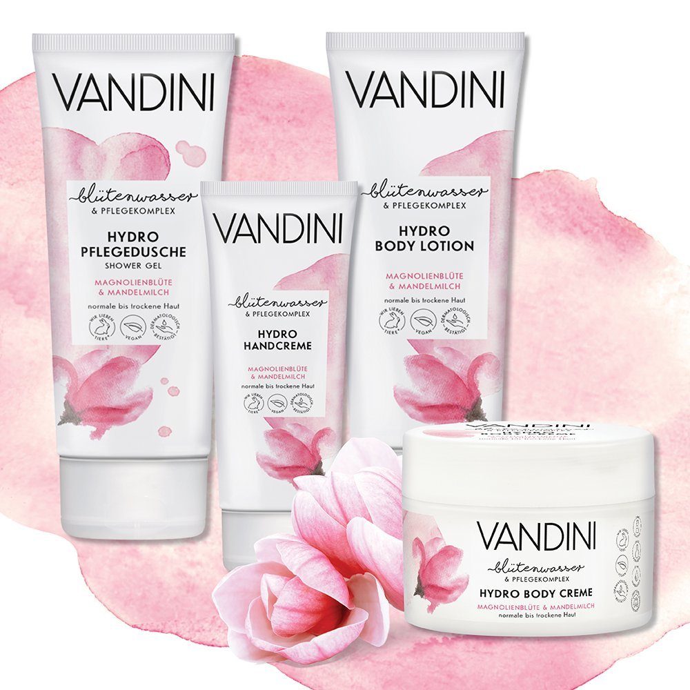 VANDINI Flüssigseife Hydro Flüssigseife Spender mit Magnolienblüte Duft vegan, 900ml, 3-tlg.