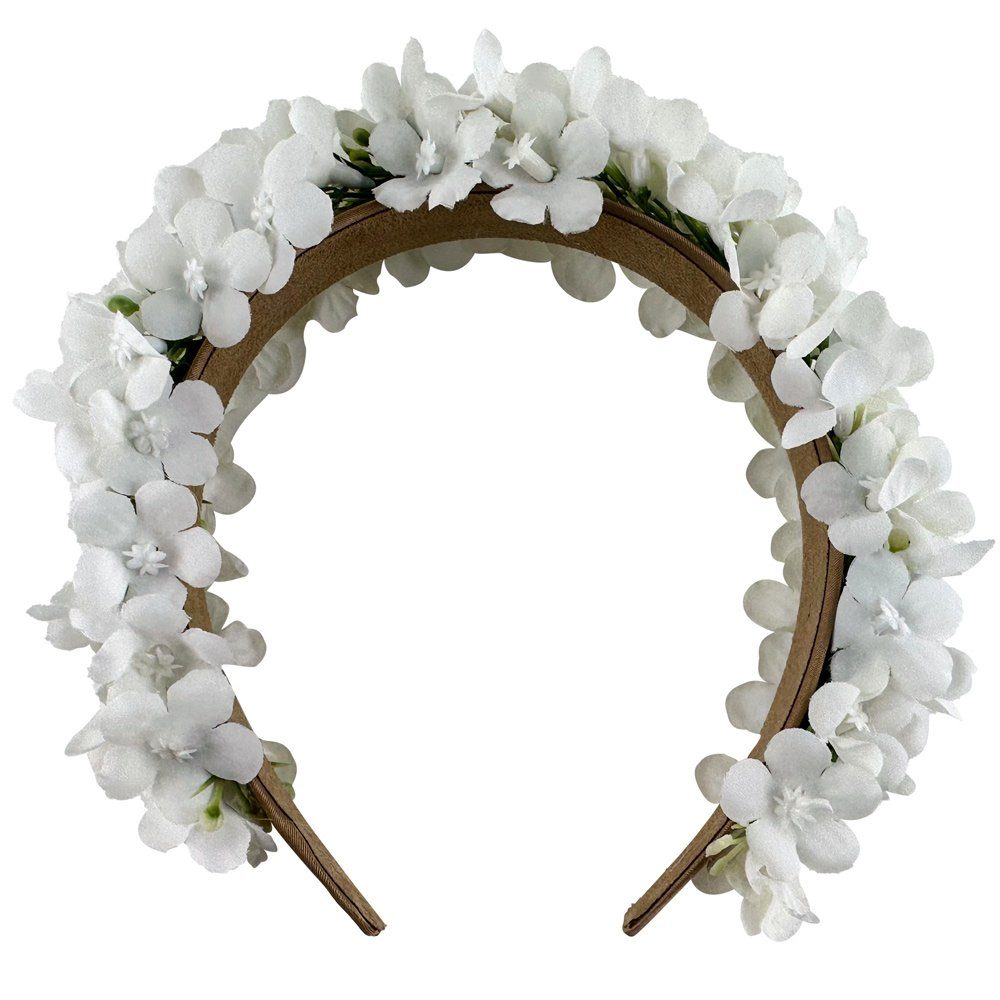 Trachtenland Haarreif Blumen Haarkranz "Marissa" mit zarten Blüten Weiß