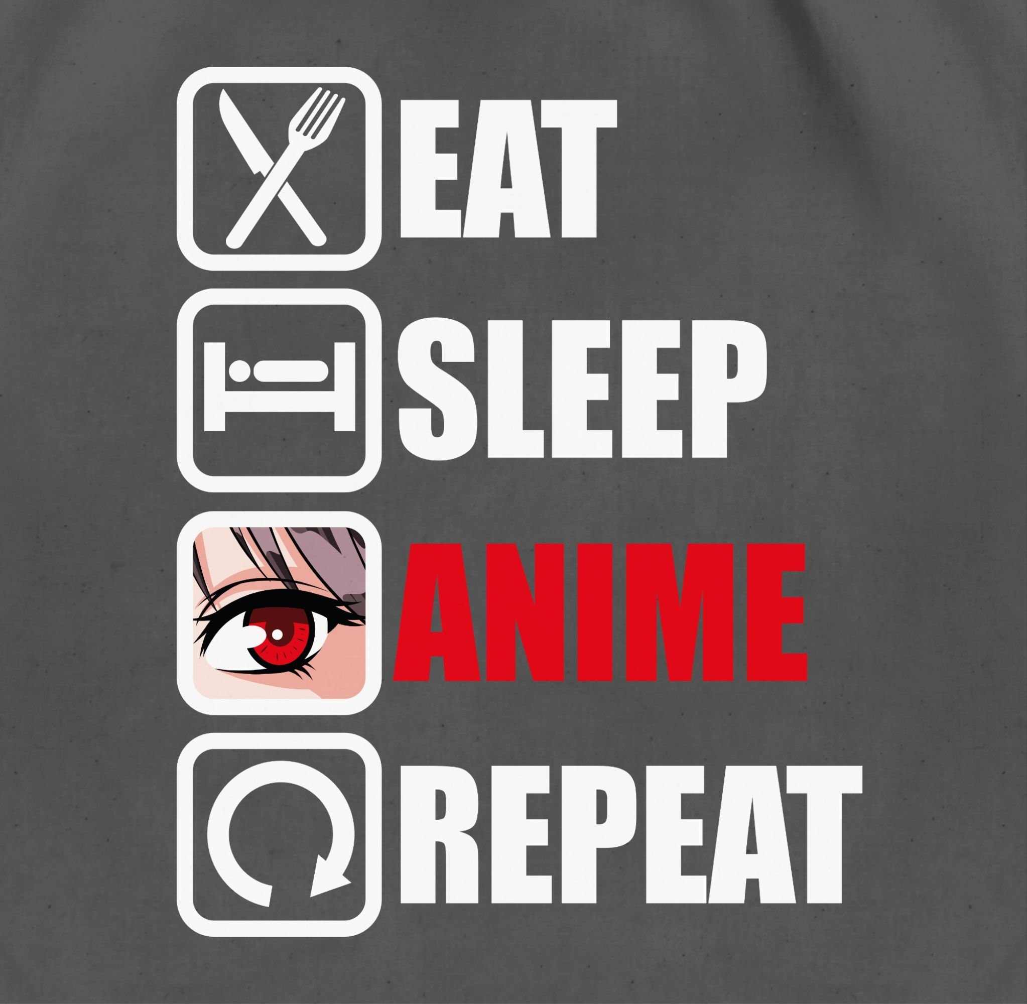 Shirtracer Turnbeutel Eat sleep Anime repeat - Manga Japan, Anime Geschenke