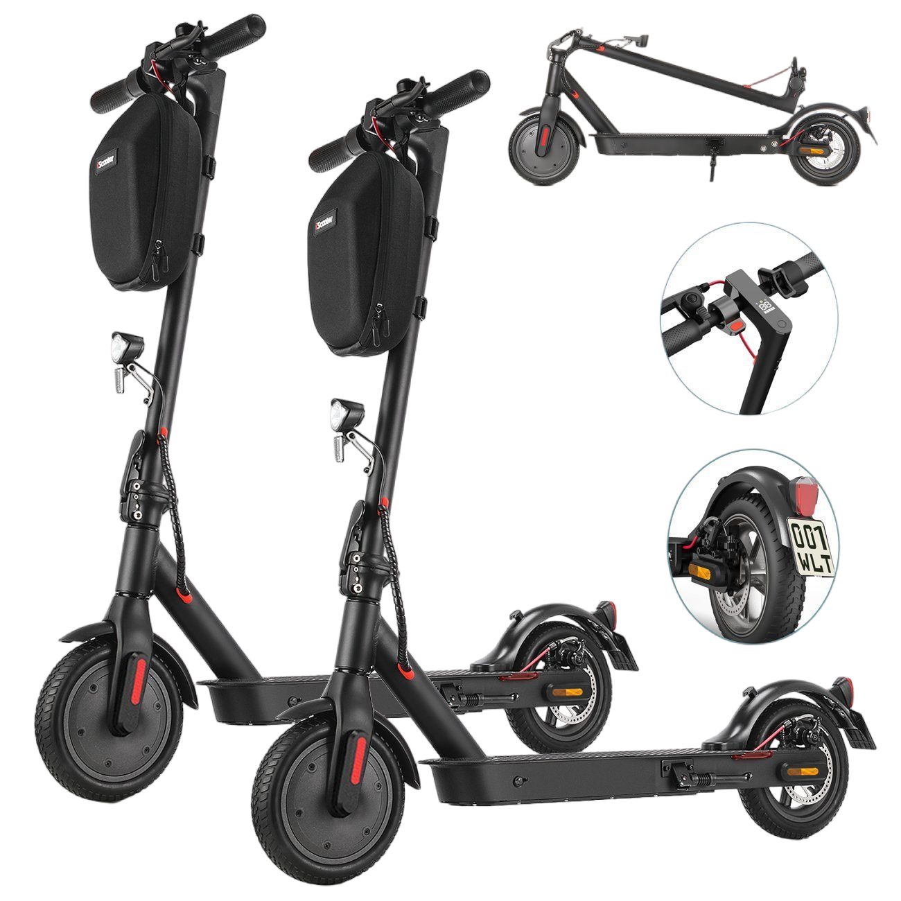 iscooter E-Scooter 2 Stück 8,5 Zoll E-Scooter mit Straßenzulassung ABE, Doppelfederung, 350,00 W, 20,00 km/h, 30 KM Reichweite, klappbar, Duales Bremssystem, Belastung bis 120kg