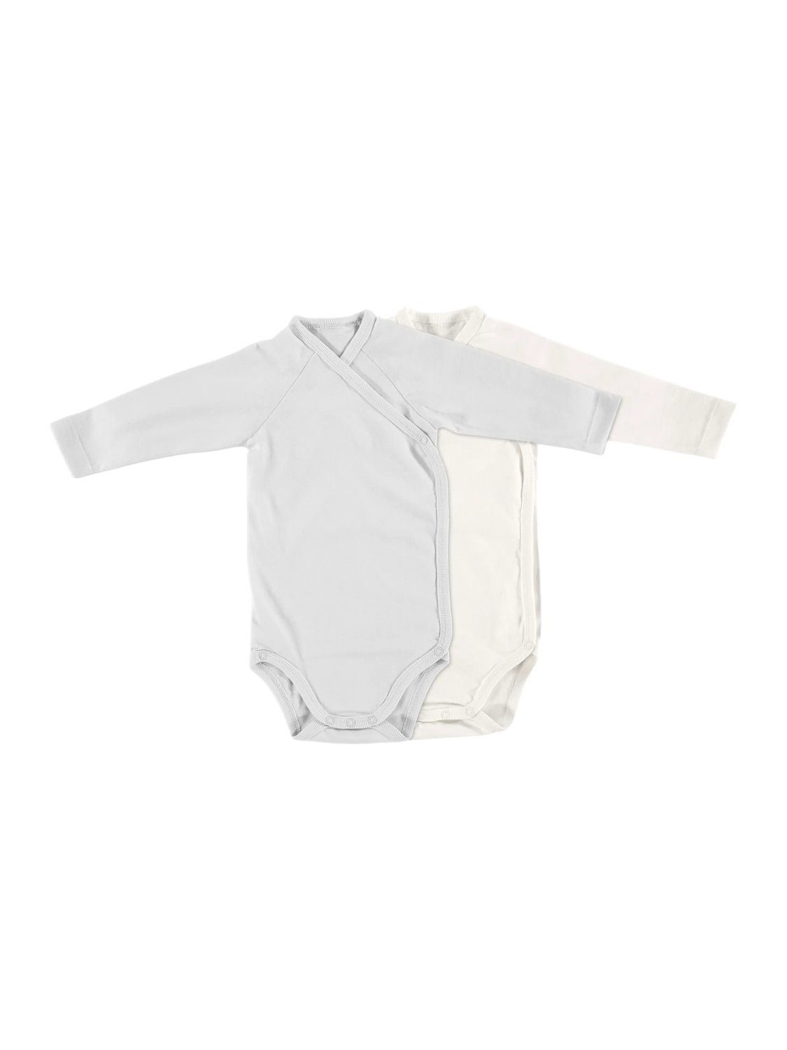 Alvi® Wickelbody Baby Bodys 2er Langarm (2-tlg) praktische Druckknöpfe