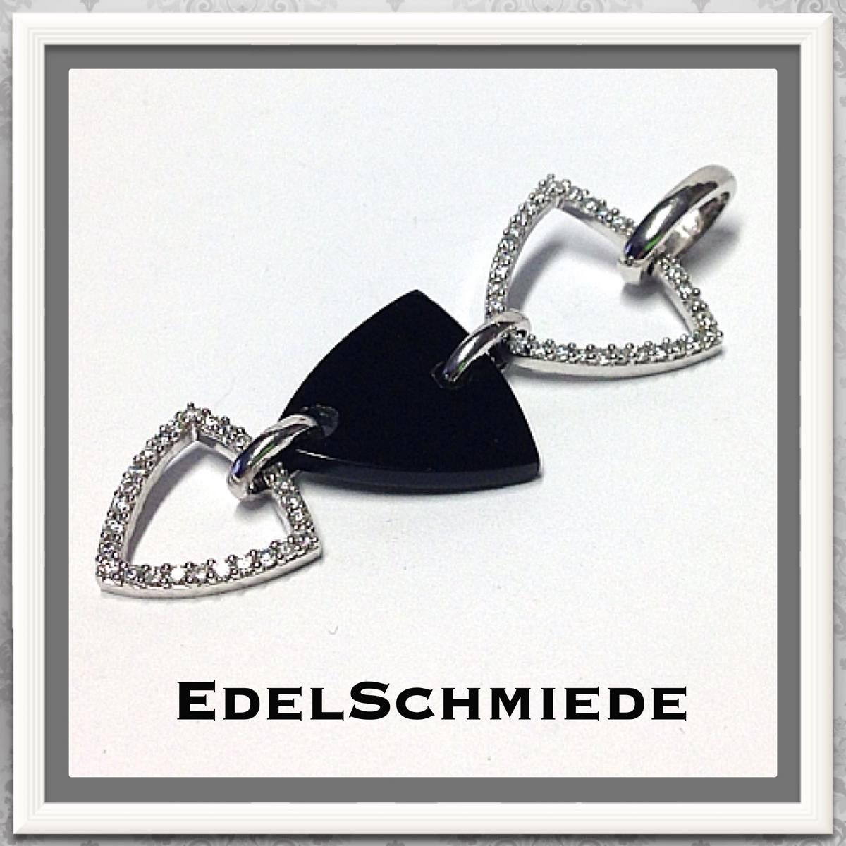 Kettenanhänger Edelschmiede925 Anhänger in 925 Silber rhod mit Onyx und Zirkonia