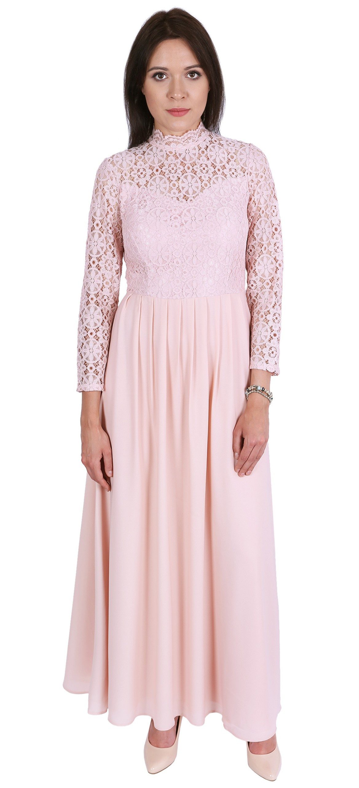 Sarcia.eu Maxikleid John Zack Lachsfarbenes Maxikleid mit 3/4-Ärmeln S