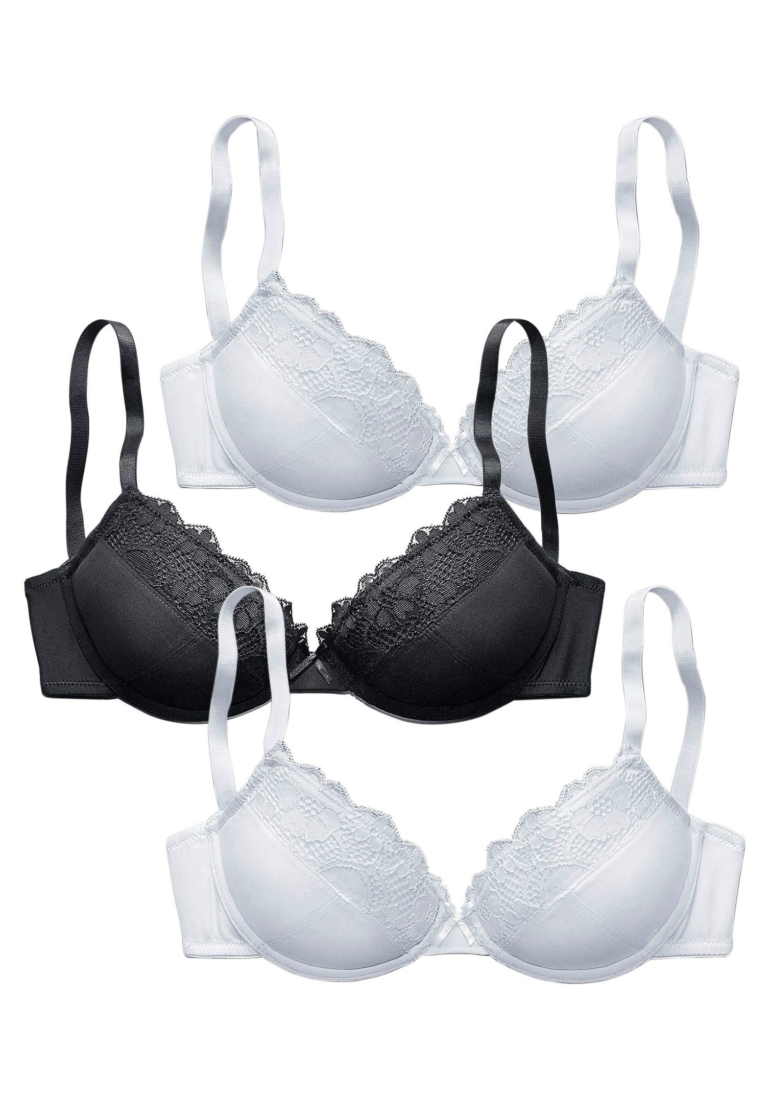petite fleur by Lascana Push-up-BH (Packung, 3 Stück) mit Bügel im attraktiven Multipack, Dessous