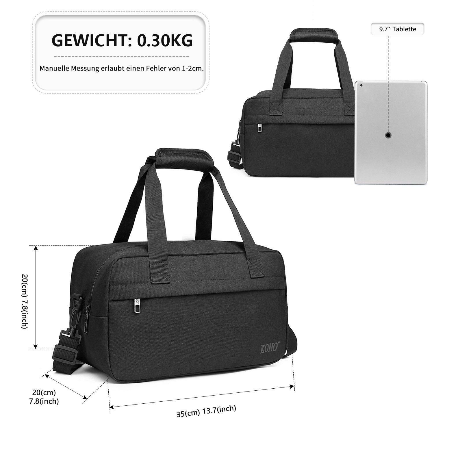 KONO Reisetasche Handgepäck Tasche Unisex Gym günstig online kaufen
