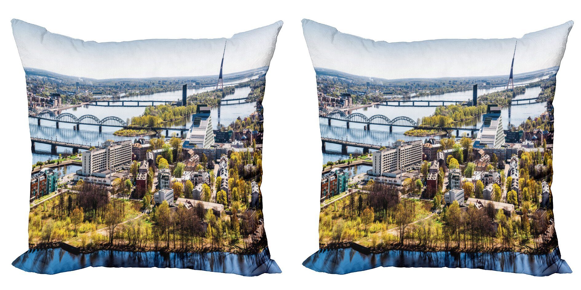 Abakuhaus alten Riga (2 Accent Modern Ansicht Kissenbezüge Stück), Städtisch Doppelseitiger der Stadt Digitaldruck,