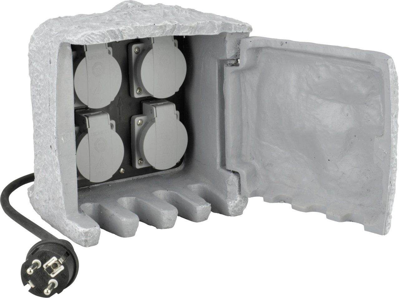 UNITEC Steckdose Unitec Steckdosen-Verteiler Stein 4 Steckdosen