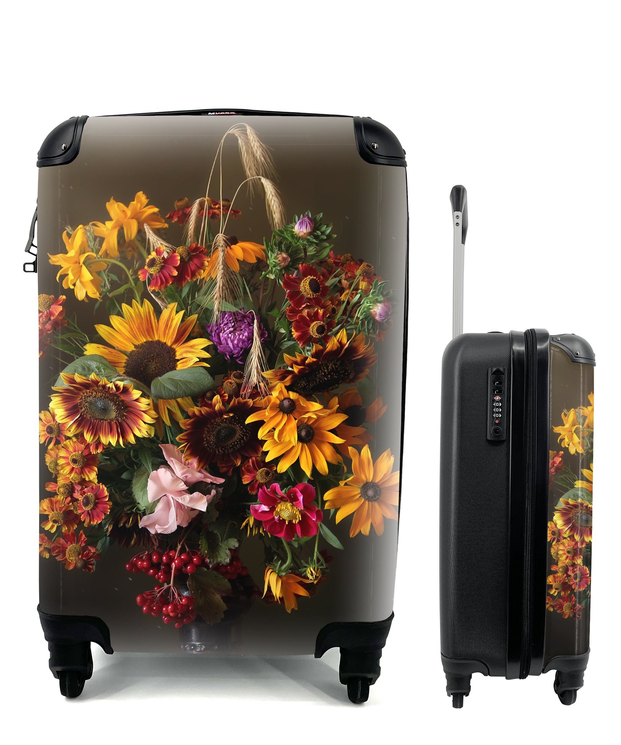 MuchoWow Handgepäckkoffer Blumenstrauß - Farben - Stilleben, 4 Rollen, Reisetasche mit rollen, Handgepäck für Ferien, Trolley, Reisekoffer