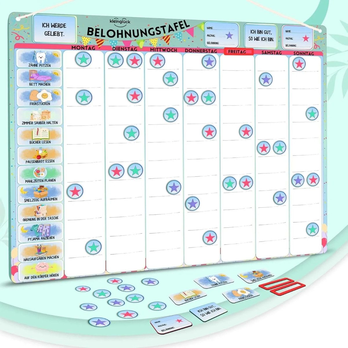 Kleinglück Magnettafel Belohnungstafel Magnettafel Kinder 40 x 32 cm – Bild 5 von 5