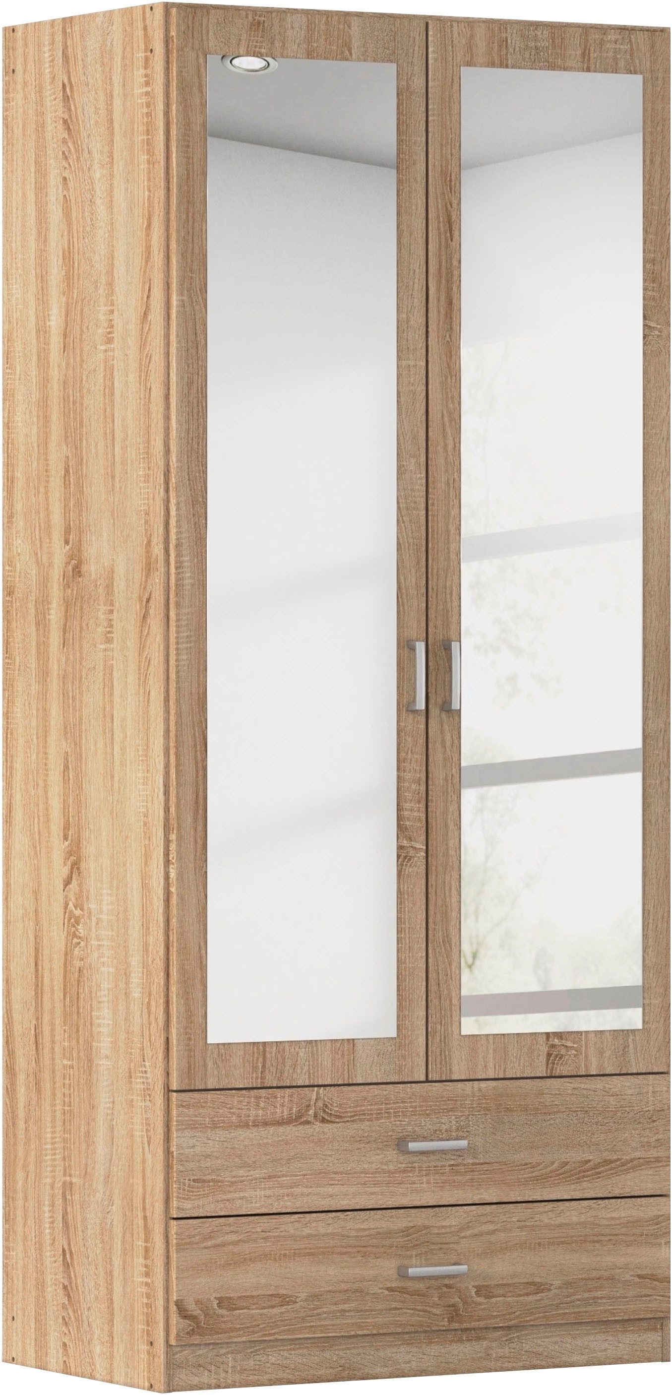 rauch Kleiderschrank Schrank Garderobe Ankleide GAMMA Breiten 91/136/181/226/271/315/360 cm (in 3 Ausstattungen BASIC/CLASSIC/PREMIUM (inkl. SOFT-CLOSE-Funktion) verschiedene Griff-Varianten, mit Spiegel TOPSELLER MADE IN GERMANY