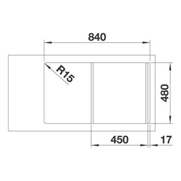 Blanco Edelstahlspüle BLANCO Einbauspüle DINAS 45S Edelstahl Bürstfinish, 86/50 cm