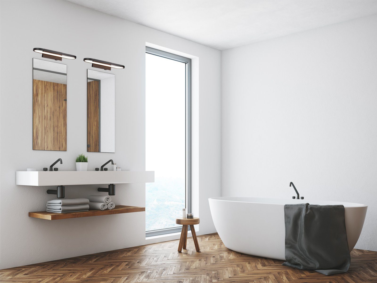 TRIO Leuchten LED Wandleuchte, LED fest integriert, Warmweiß, Ovale Bad-Lampe, Spiegel-Leuchte mit Schalter aus Metall, Breite: 40cm