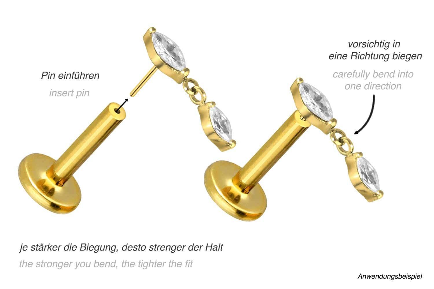 PIERCINGLINE Piercing-Set Titan Labret mit Push günstig online kaufen
