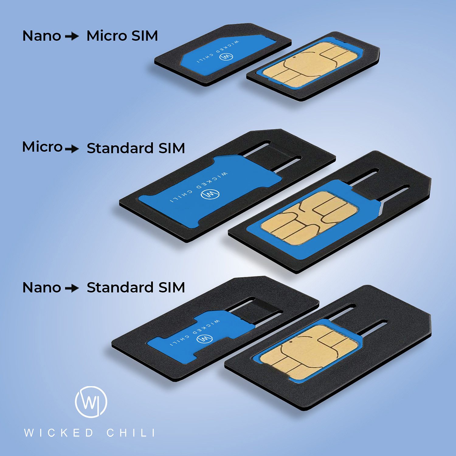 Wicked Chili Sim Karten Stanze + 5in1 Adapter Set für Sim-Card Smartphone-Adapter N/A zu Nano, Micro, Standard – Bild 2 von 5