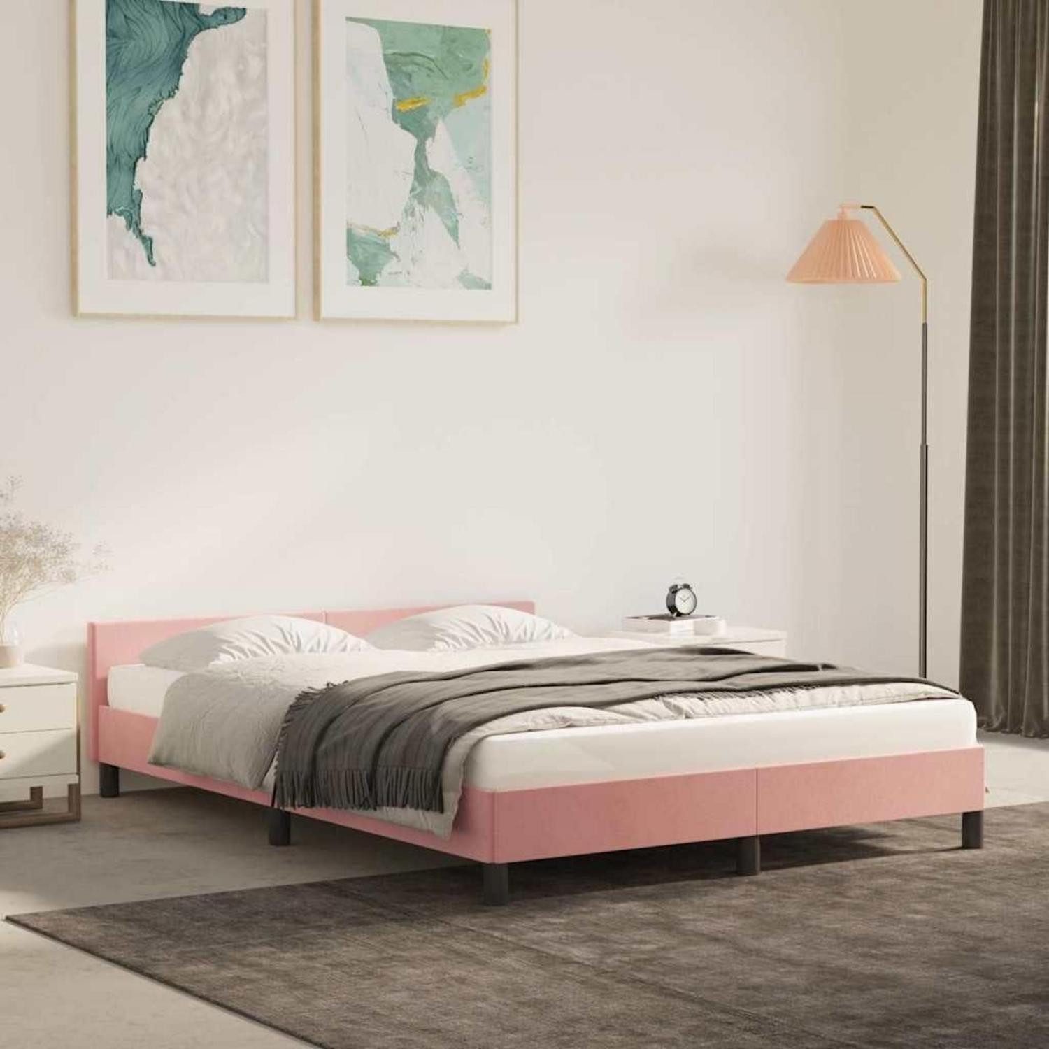 LuxusKollektion Polsterbett Polsterbett 140x200 Rosa Samt