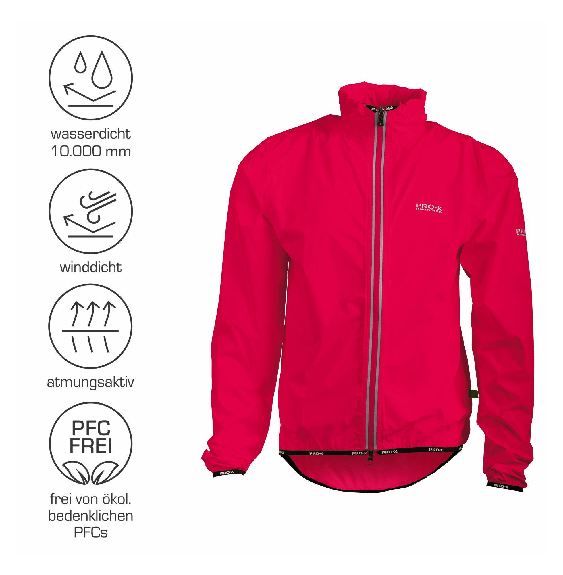 PRO-X ELEMENTS Fahrradjacke AIR JACKET ultraleicht, Helmkompatibel, verlängerter Rücken Wasserdicht, atmungsaktiv, winddicht, verschweißte Nähte