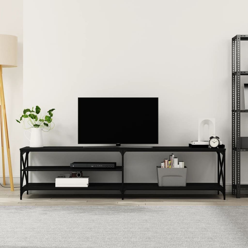 vidaXL Schrankmodule TV-Schrank Schwarz 200x40x50 cm Holzwerkstoff und Meta günstig online kaufen
