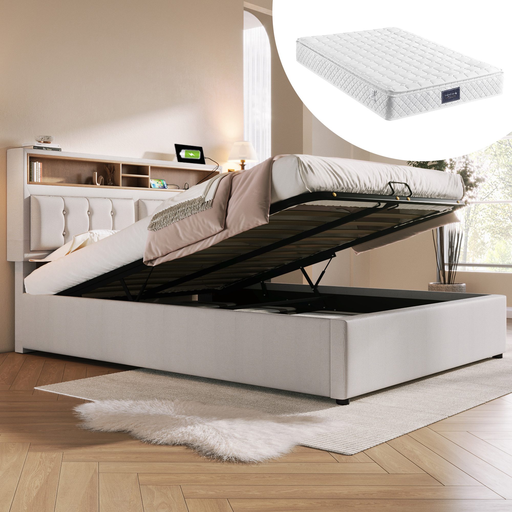 STILVORA Polsterbett 140x200 Bett Jugendbett mit günstig online kaufen