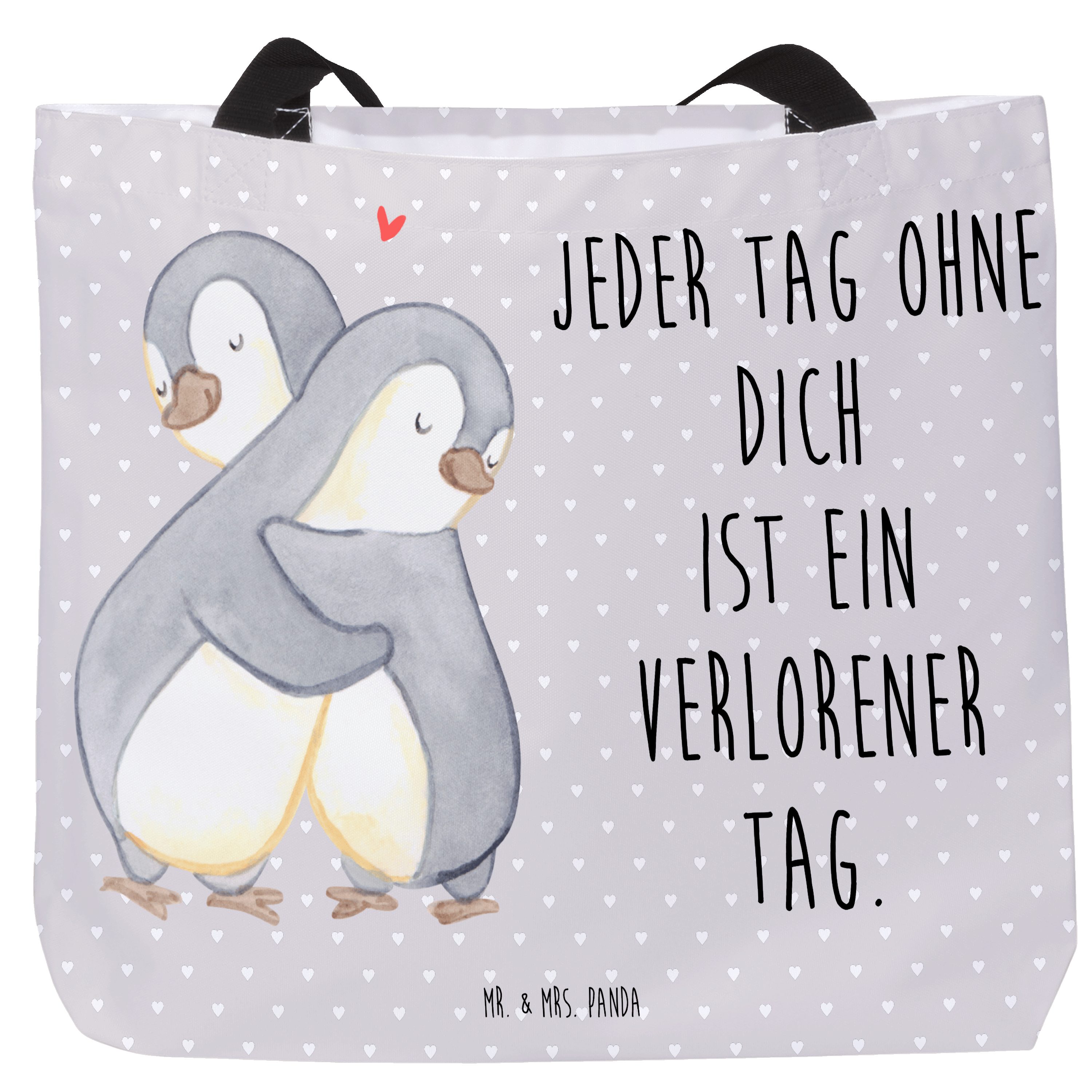 Shopper Pinguine Kuscheln, Einkaufstasche, Grau Pastell, Freundin, Geschenk f