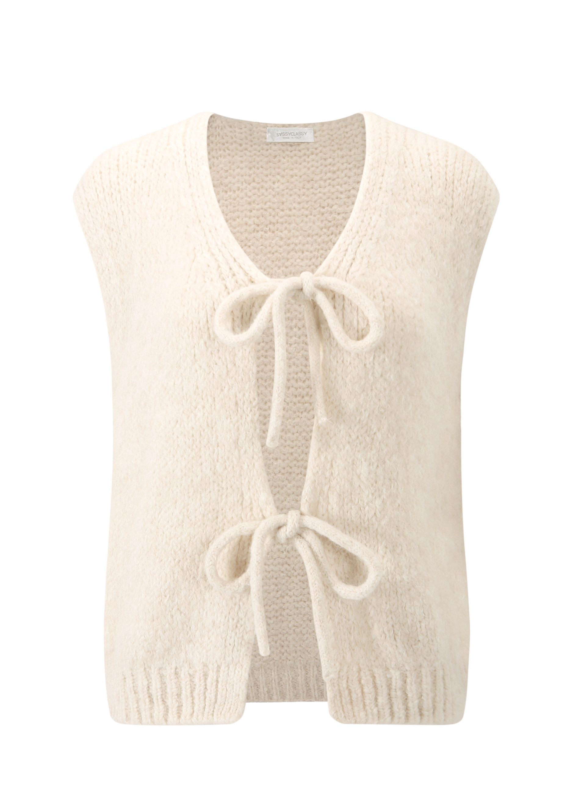 SASSYCLASSY Pullunder Ärmellose Strickweste Damen mit Schleifen günstig online kaufen
