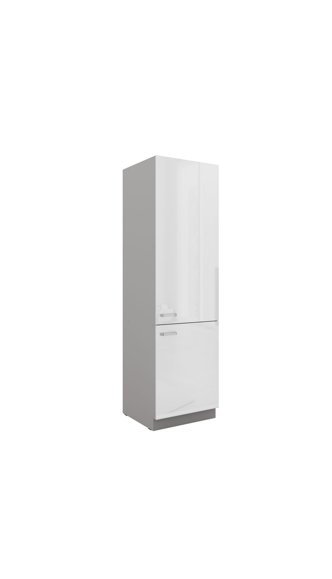 Küchen-Preisbombe Hochschrank 60 cm Küche Bianca Weiß Hochglanz + Grau Küchenzeile Küchenblock
