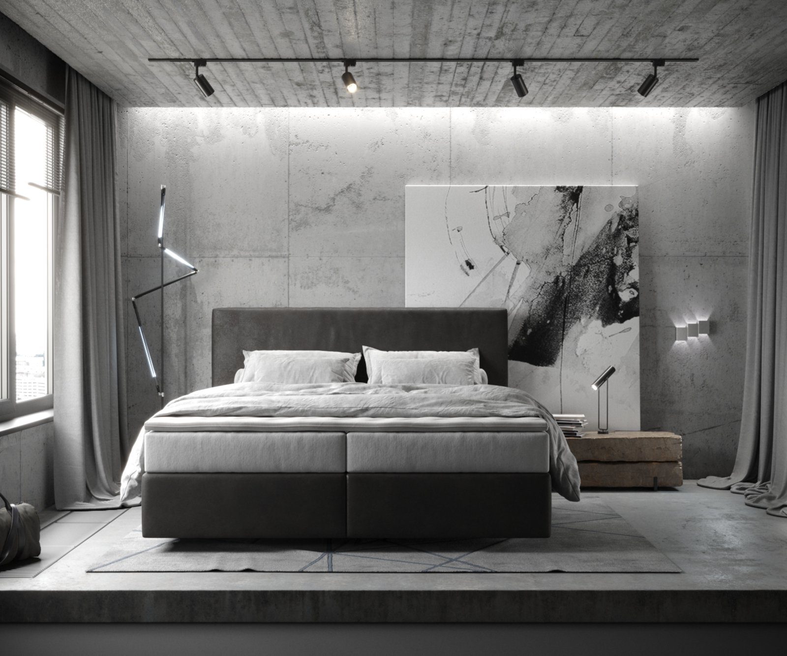 DELIFE Boxspringbett Dream-Well, Mikrofaser Anthrazit Vintage günstig online kaufen