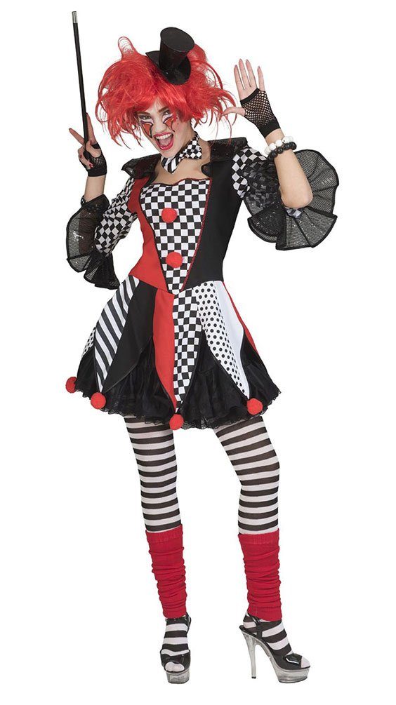 Clown-Kostüm Damen Harlekin Narren Kostüm Karneval